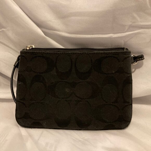 Coach Canvas Monogram Black Wristlet Coin Purse - Picture 2 of 4